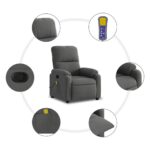 Fauteuil inclinable de massage gris foncé tissu microfibre – Image 4