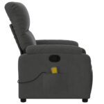 Fauteuil inclinable de massage gris foncé tissu microfibre – Image 6