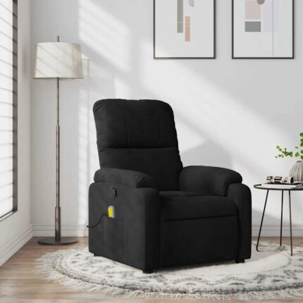 Fauteuil inclinable de massage noir tissu microfibre