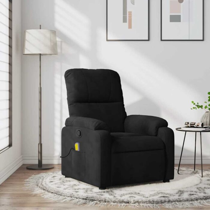 3206130_1.jpg Fauteuil inclinable de massage noir tissu microfibre – Image 1