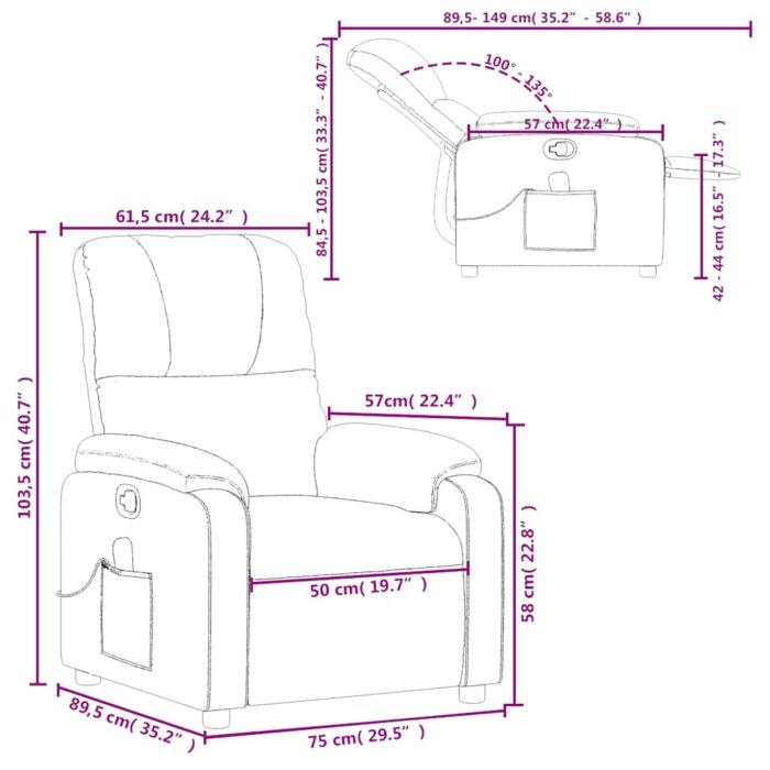 Fauteuil inclinable de massage noir tissu microfibre – Image 10