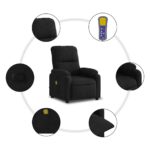 Fauteuil inclinable de massage noir tissu microfibre – Image 4