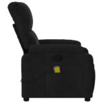 Fauteuil inclinable de massage noir tissu microfibre – Image 6