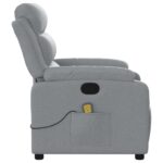 Fauteuil inclinable de massage gris clair tissu – Image 6