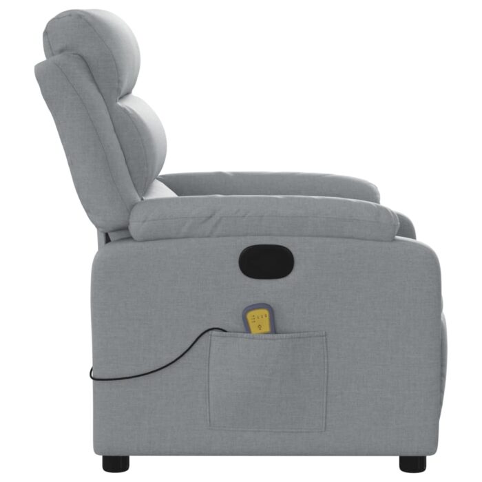Fauteuil inclinable de massage gris clair tissu – Image 6