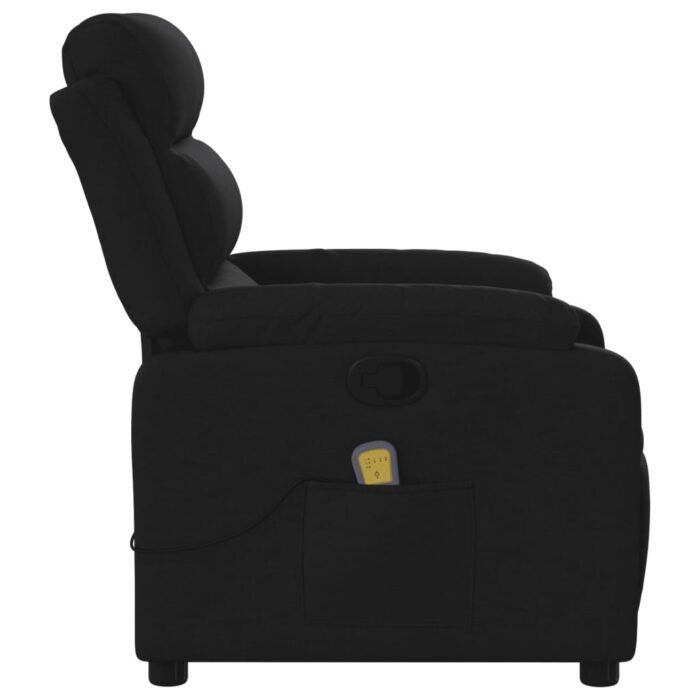 Fauteuil inclinable de massage noir tissu – Image 6