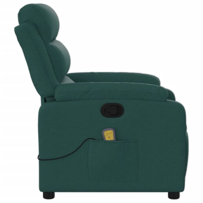Fauteuil inclinable de massage vert foncé tissu – Image 6