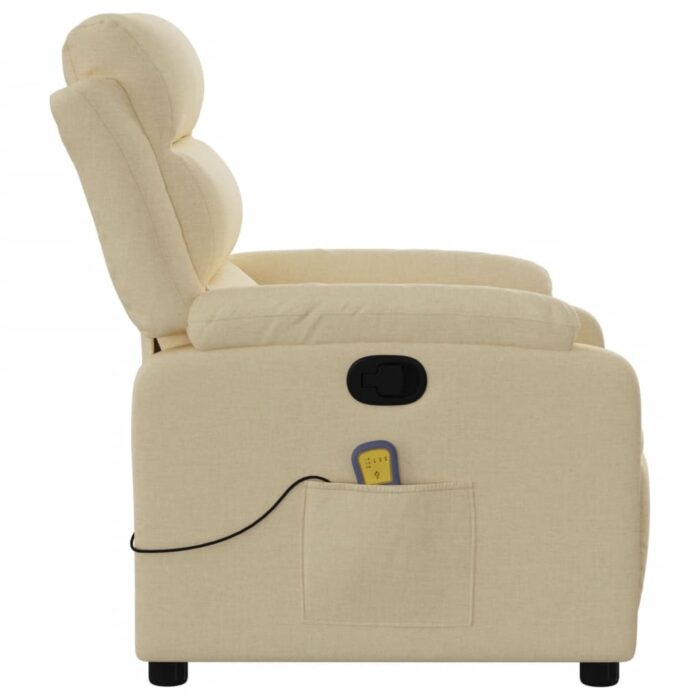 Fauteuil inclinable de massage crème tissu – Image 6