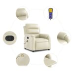 Fauteuil de massage inclinable crème similicuir – Image 4