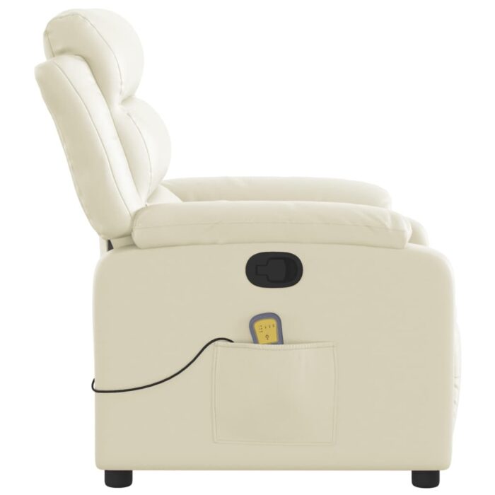 Fauteuil de massage inclinable crème similicuir – Image 6