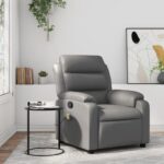 Fauteuil de massage inclinable gris similicuir
