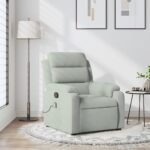 Fauteuil inclinable de massage gris clair velours