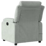 Fauteuil inclinable de massage gris clair velours – Image 2