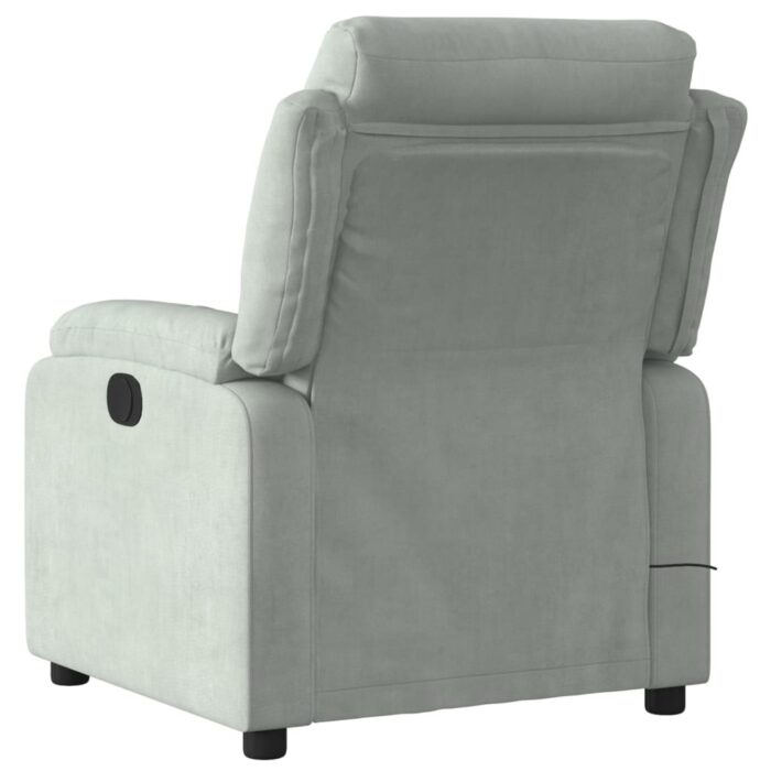 Fauteuil inclinable de massage gris clair velours – Image 2