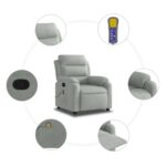 Fauteuil inclinable de massage gris clair velours – Image 4