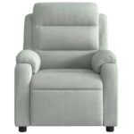 Fauteuil inclinable de massage gris clair velours – Image 5