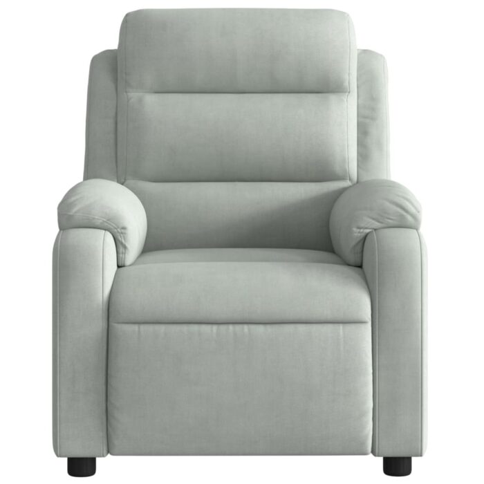 Fauteuil inclinable de massage gris clair velours – Image 5