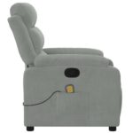 Fauteuil inclinable de massage gris clair velours – Image 6