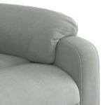 Fauteuil inclinable de massage gris clair velours – Image 7