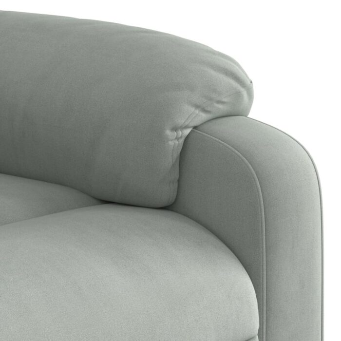 Fauteuil inclinable de massage gris clair velours – Image 7