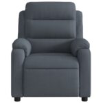 Fauteuil inclinable de massage gris foncé velours – Image 5