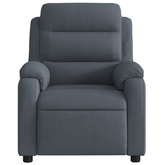 Fauteuil inclinable de massage gris foncé velours – Image 5