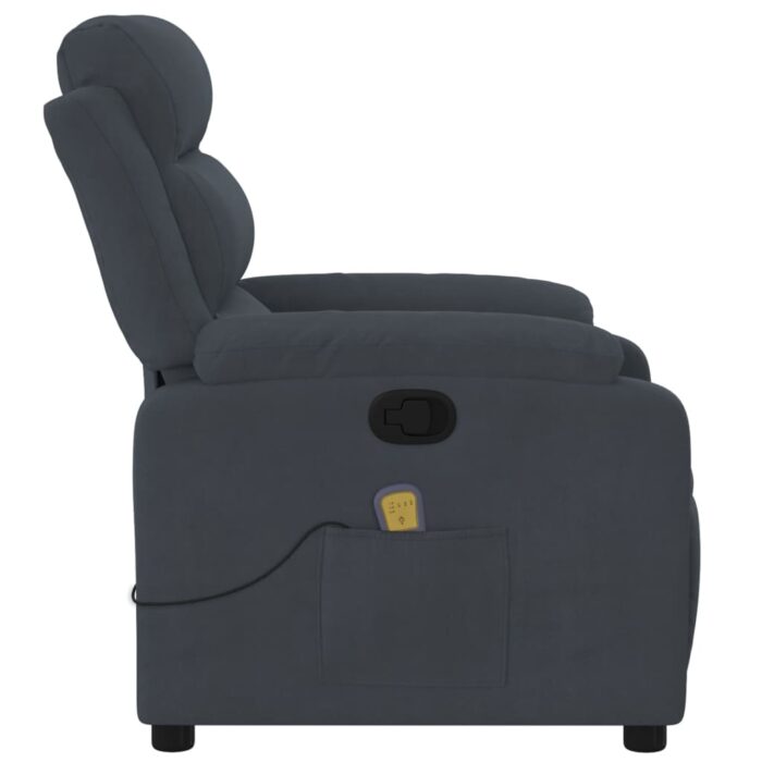 Fauteuil inclinable de massage gris foncé velours – Image 6