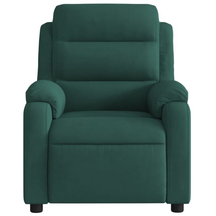 Fauteuil inclinable de massage vert foncé velours – Image 5