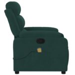 Fauteuil inclinable de massage vert foncé velours – Image 6