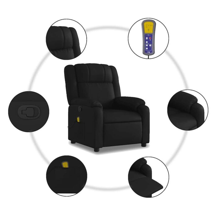 Fauteuil de massage inclinable noir similicuir – Image 4