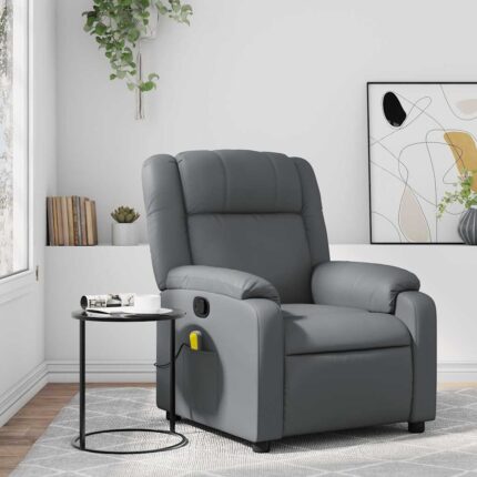 Fauteuil de massage inclinable gris similicuir