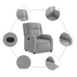 Fauteuil inclinable gris clair tissu – Image 3