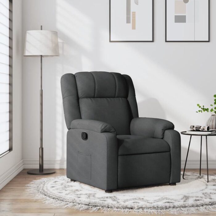Fauteuil inclinable gris foncé tissu – Image 1