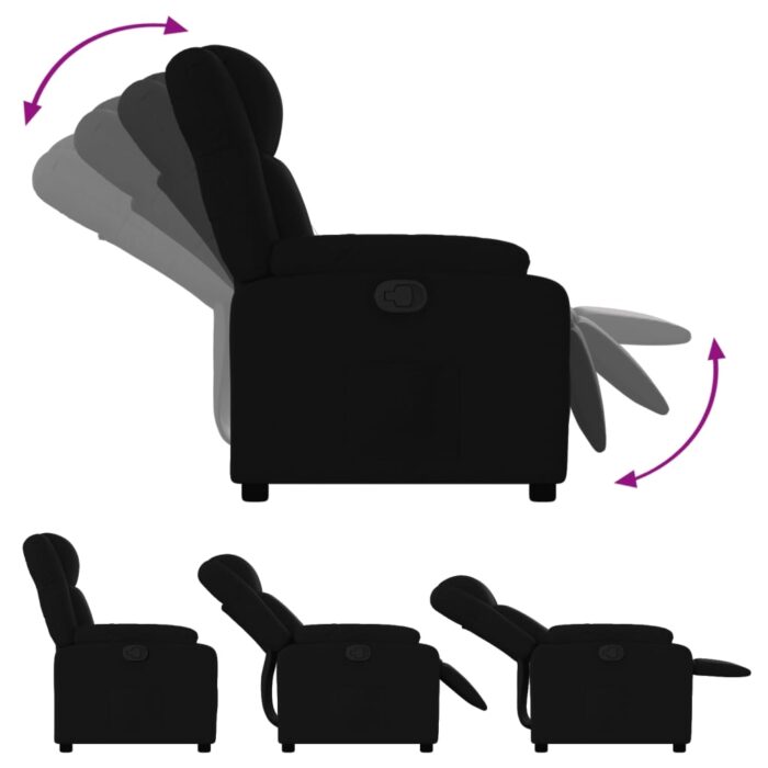 Fauteuil inclinable noir tissu – Image 2