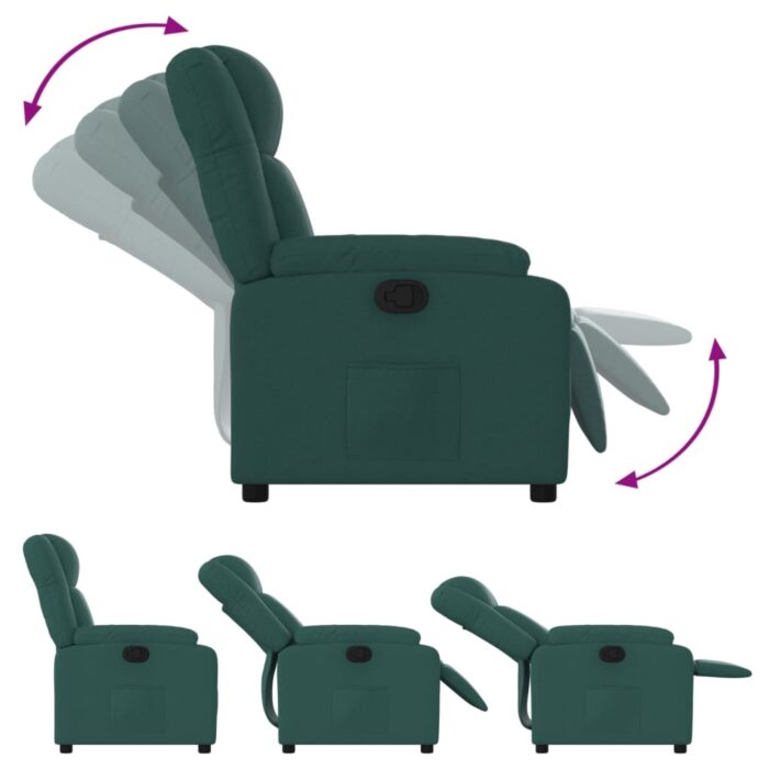 Fauteuil inclinable vert foncé tissu – Image 2