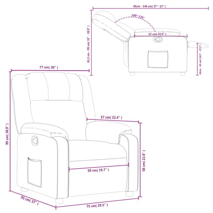 Fauteuil inclinable vert foncé tissu – Image 9