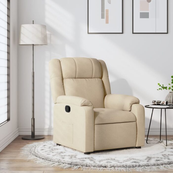 Fauteuil inclinable crème tissu – Image 1
