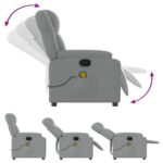 Fauteuil inclinable de massage gris clair tissu – Image 3