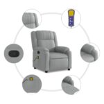 Fauteuil inclinable de massage gris clair tissu – Image 4