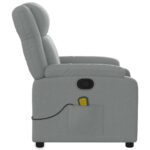 Fauteuil inclinable de massage gris clair tissu – Image 6