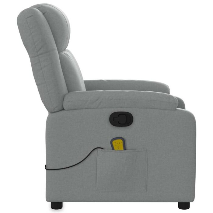 Fauteuil inclinable de massage gris clair tissu – Image 6