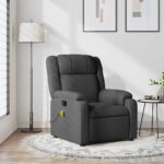Fauteuil inclinable de massage gris foncé tissu