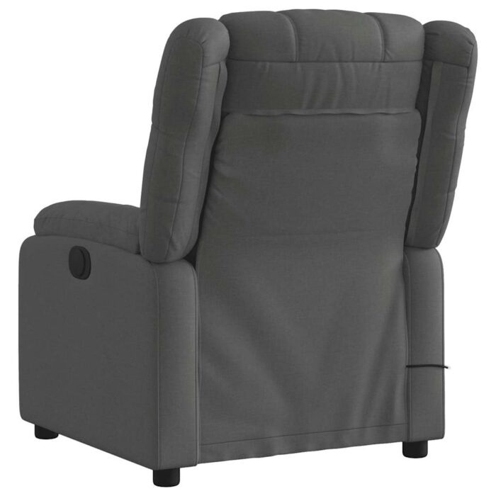 Fauteuil inclinable de massage gris foncé tissu – Image 2