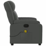 Fauteuil inclinable de massage gris foncé tissu – Image 6