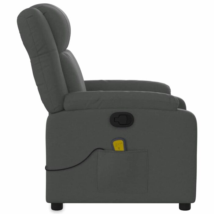 Fauteuil inclinable de massage gris foncé tissu – Image 6
