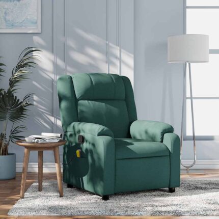 Fauteuil inclinable de massage vert foncé tissu