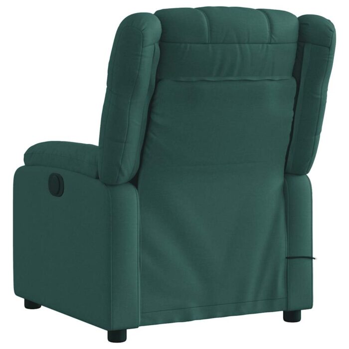 Fauteuil inclinable de massage vert foncé tissu – Image 2