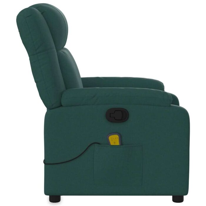 Fauteuil inclinable de massage vert foncé tissu – Image 6