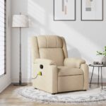Fauteuil inclinable de massage crème tissu