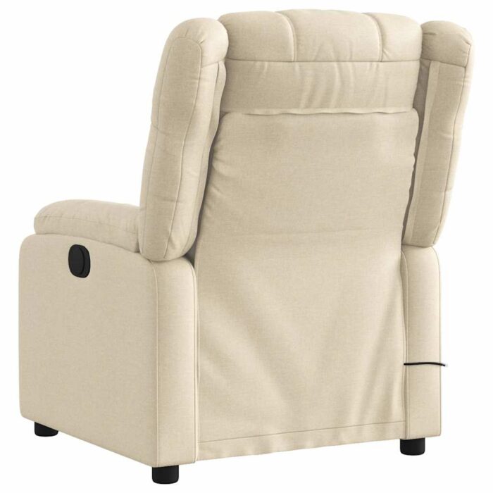 Fauteuil inclinable de massage crème tissu – Image 2